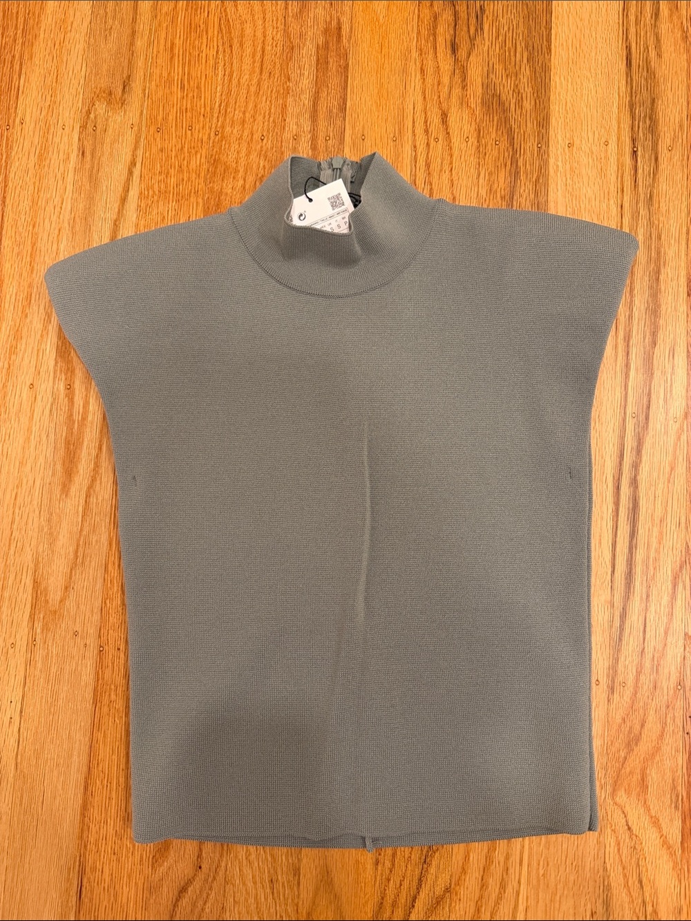 Zara Slate Mock Neck Sleeveless Knit Top